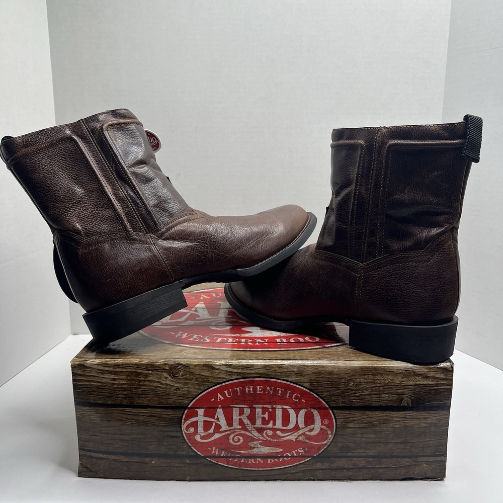 LAREDO Men's 12 D Brown Leather Side Zipper Western Cowboy Boots 62084 NIB